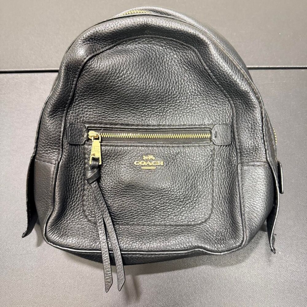 Coach Mini Charlie Backpack Retired Style F38263 Black Pebbled Leather